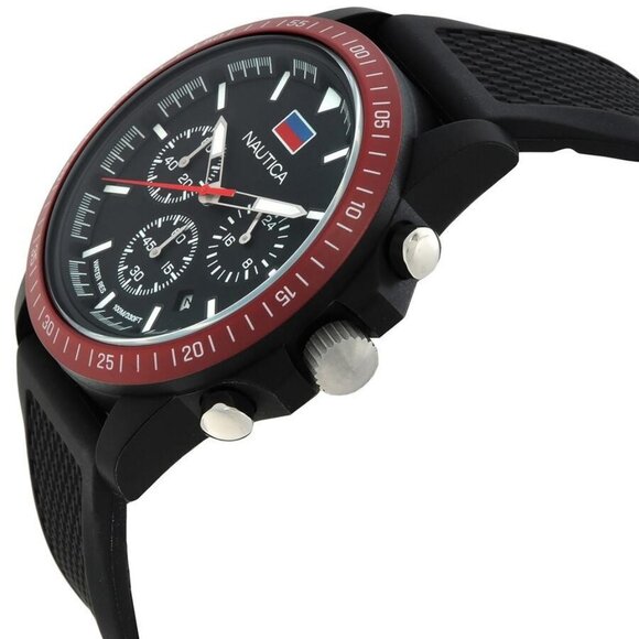 NWT Authentic Nautica One Chronograph Quartz Black Dial Men's Watch - Picture 2 of 3